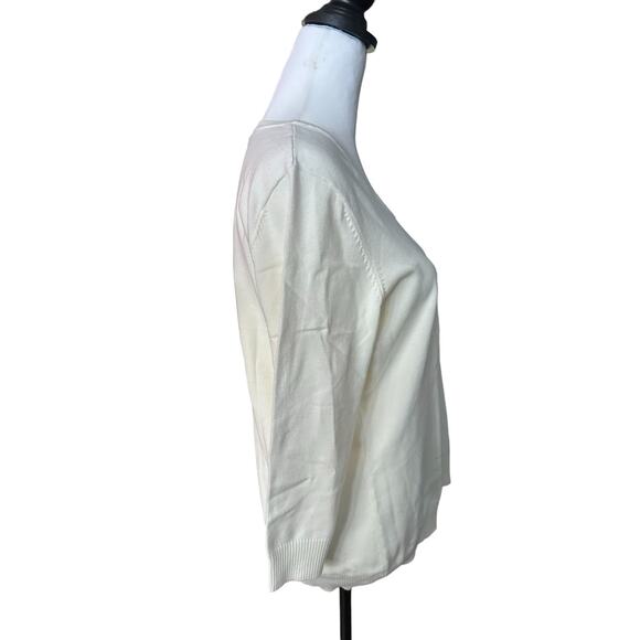 Land's End 3/4 Sleeve Sweater White Large - Picture 2 of 3